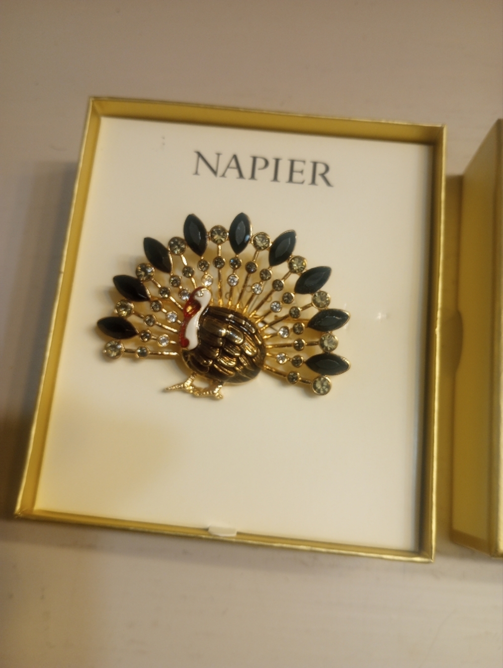Napier Thanksgiving Turkey Brooch In Gift Box - Picture 4 of 5